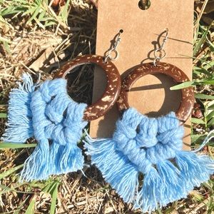 Sky blue macrame earrings